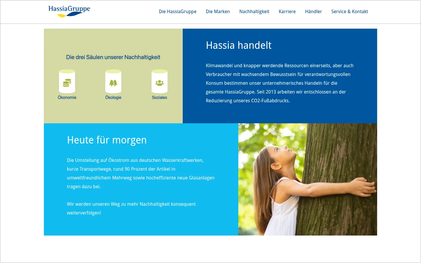 A tour through the Hassia Gruppe website. At the end, one page fans out into its layers.