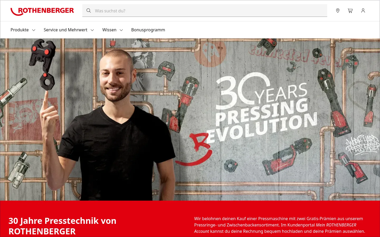 A tour through the ROTHENBERGER website. At the end, one page fans out into its layers.
